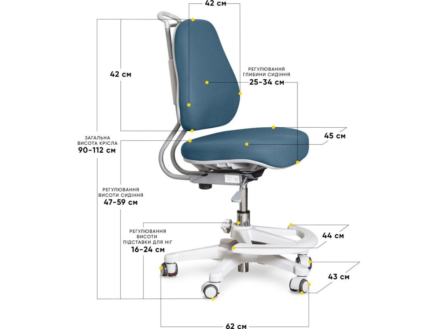 Крісло дитяче Evo-kids Mio Ergo Lite Dark blue (Y-507 Lite DB) — фото 3